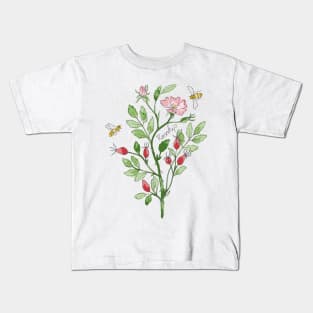 Wildflowers Rosehip honey bee Kids T-Shirt